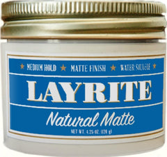 Layrite crema matte envase frontal mostrando etiqueta y beneficio de fijación media