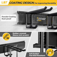 LBT mounted in garage with tools hung neatly saving floor space and time