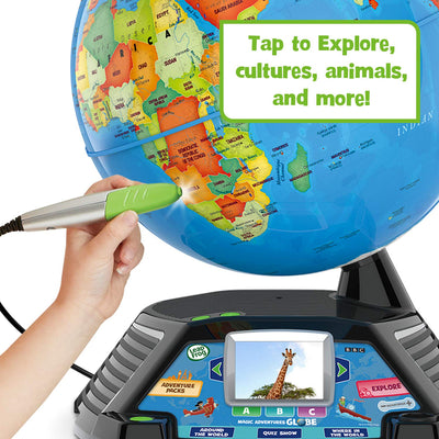 LeapFrog globe back view on stand, shows stable display and connectivity