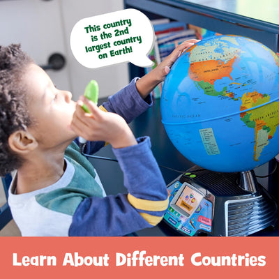 LeapFrog globe video playing a wildlife clip, brings places to life