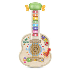 LeapFrog guitarra frontal de madera mostrando botones y diseño educativo