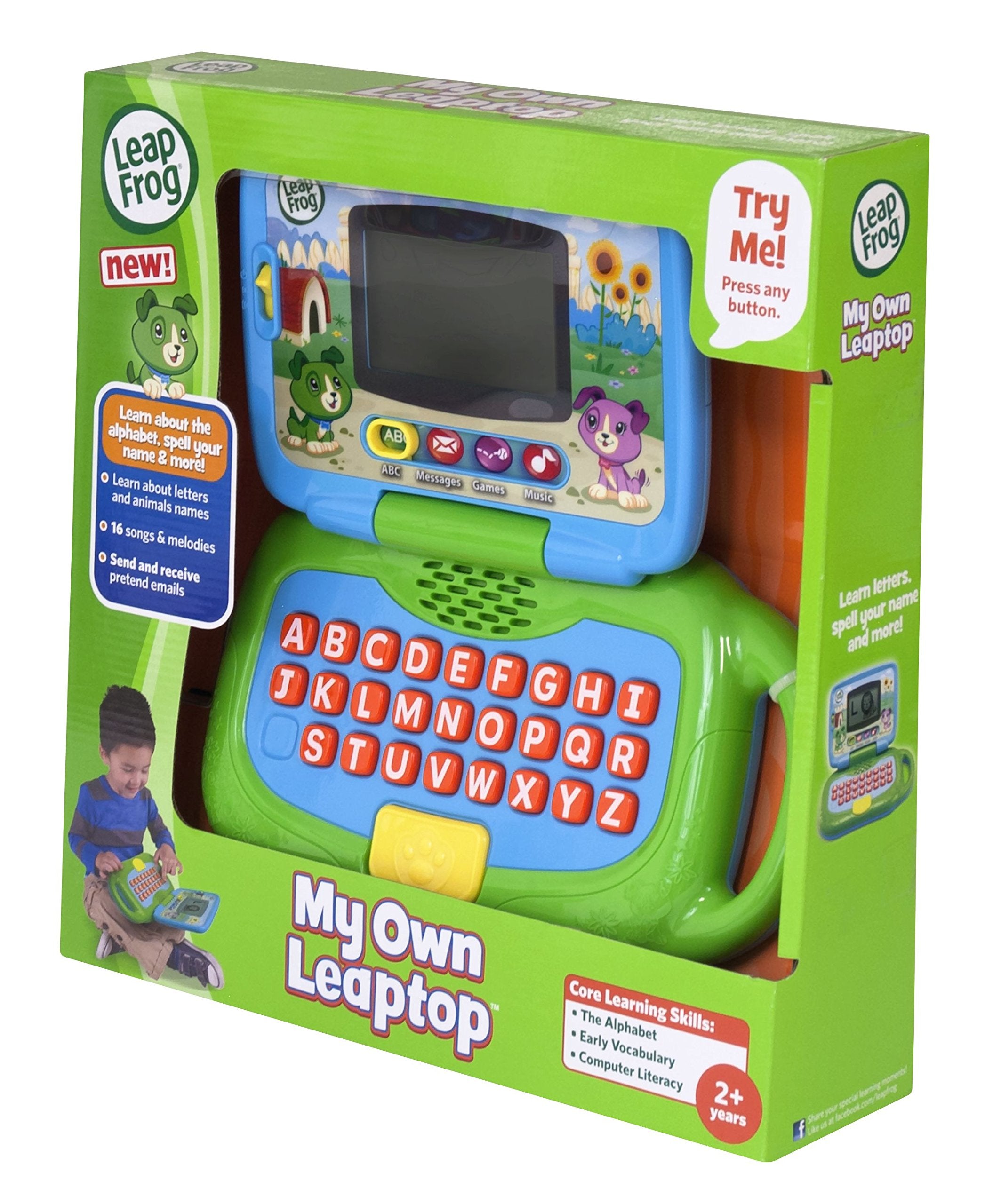 LeapFrog My Own Leaptop en habitación infantil mostrando juego educativo y ambiente seguro