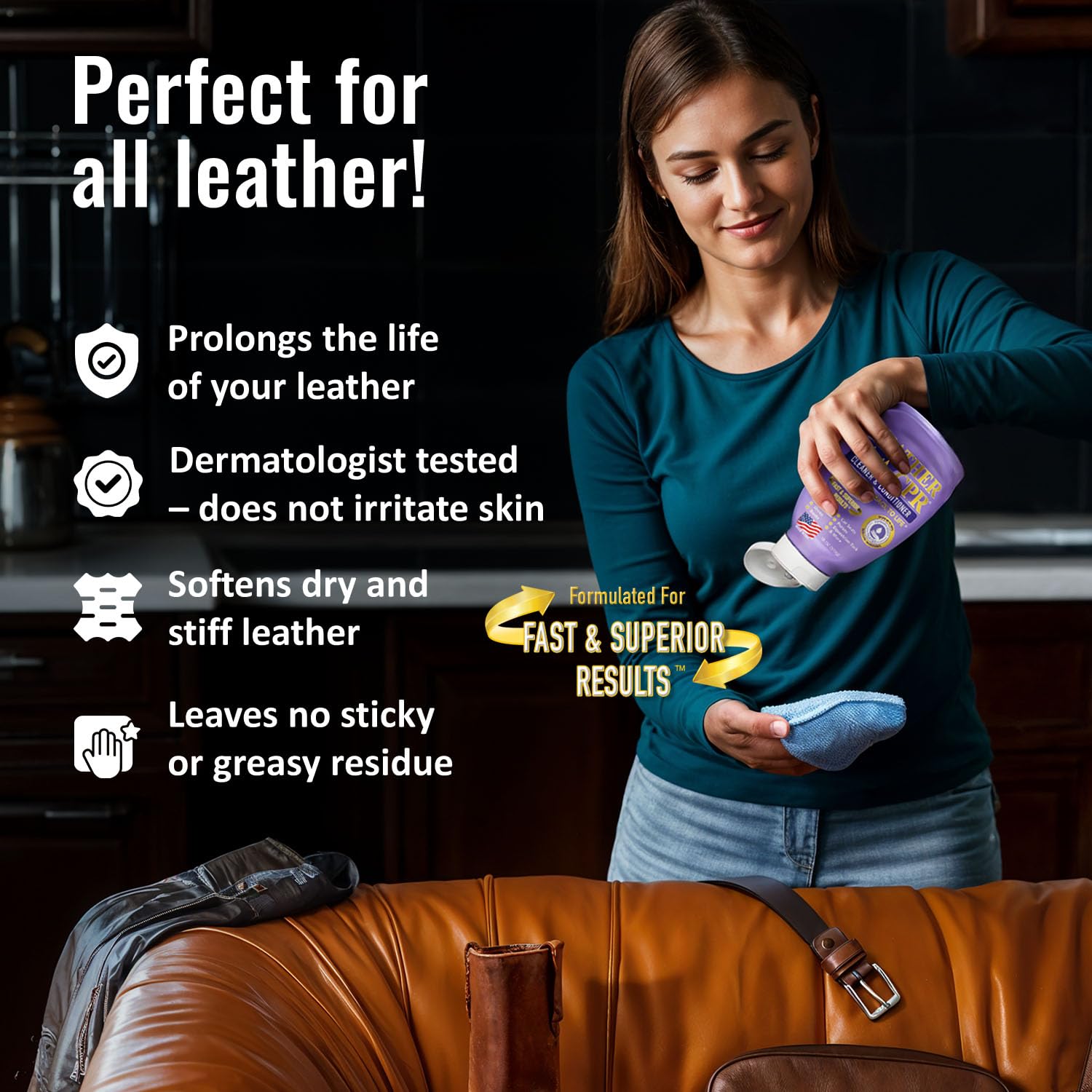 Leather CPR comparación antes y después recuperando color y flexibilidad