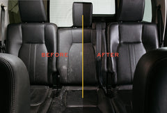 Leather Honey applied to leather sofa demonstrating restoration benefit