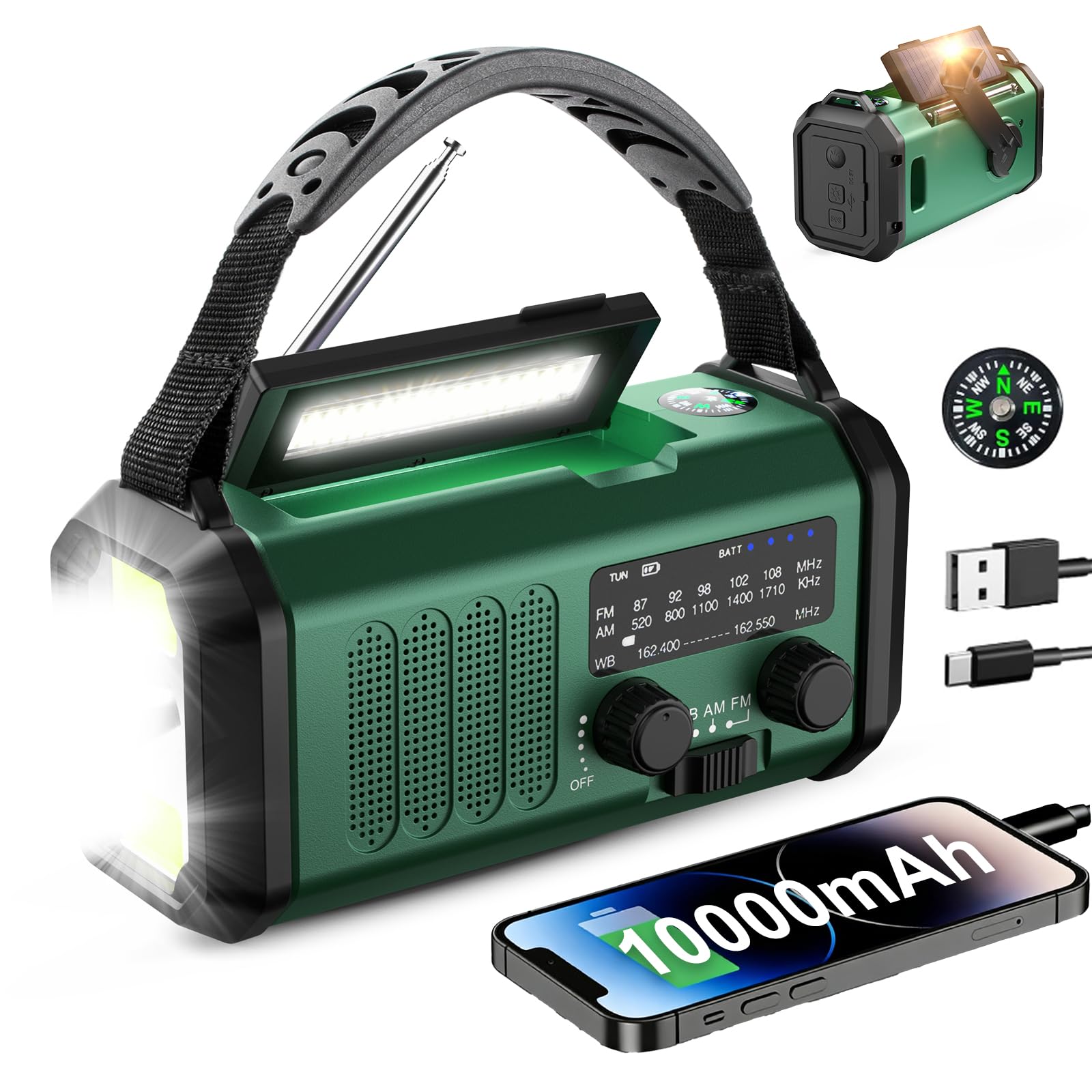 Leaton vista frontal del radio mostrando botones y pantalla, fácil uso