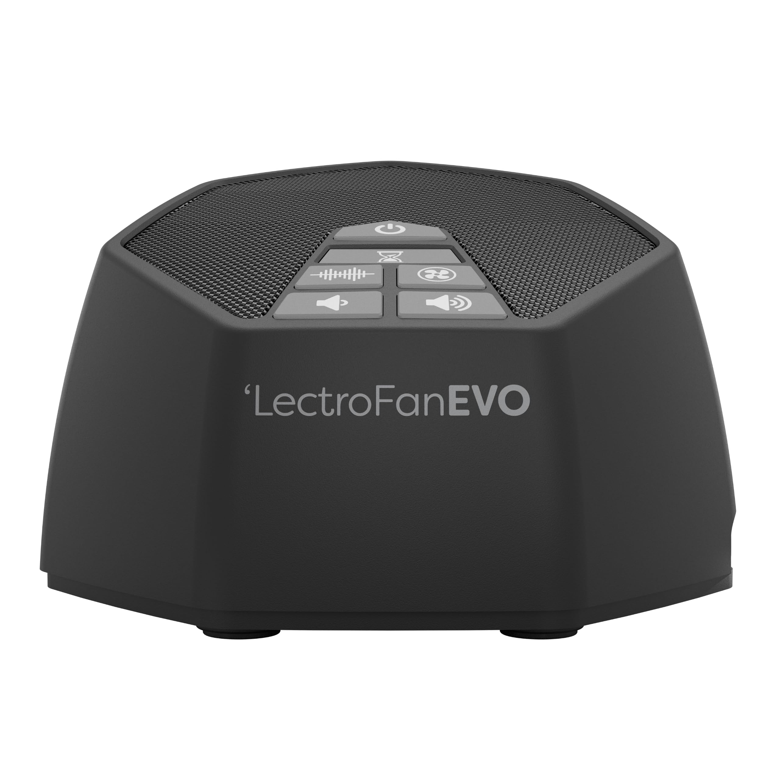 LectroFan EVO front view charcoal showing compact unit and easy placement benefit