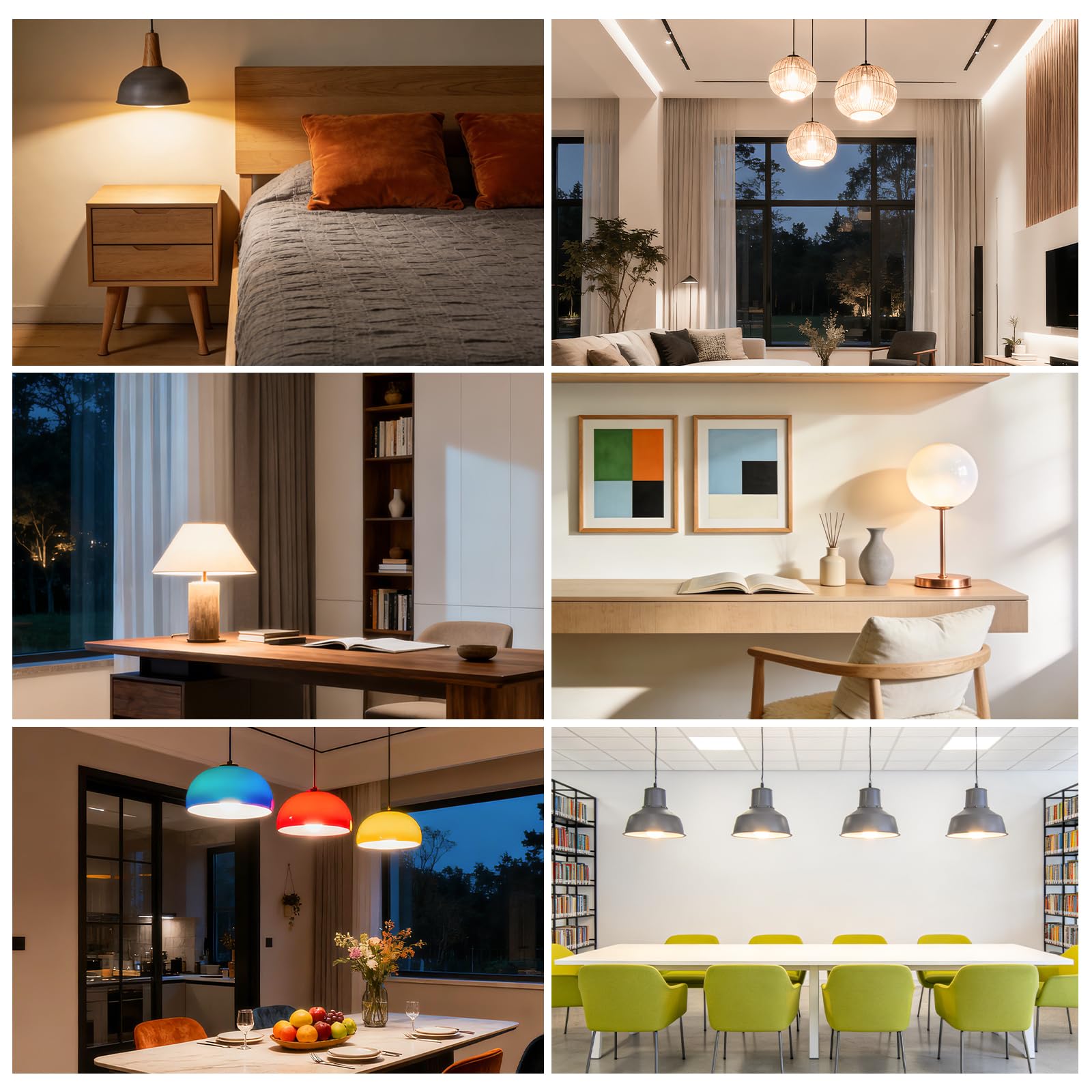 LEDVANCE Sylvania A19 salón iluminado demostrando luz cálida y acogedora