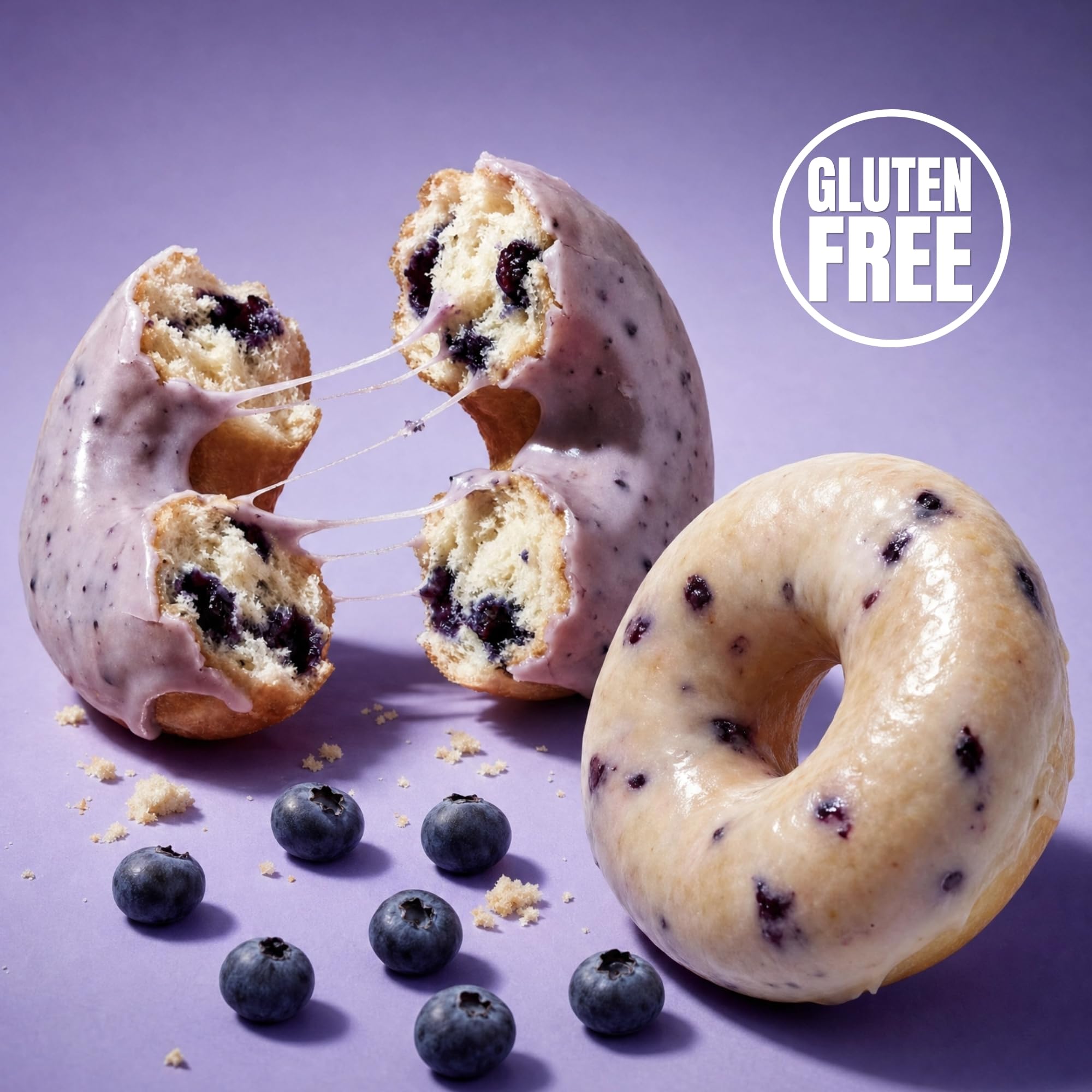 Legendary Foods donut en mano demostrando portabilidad y conveniencia
