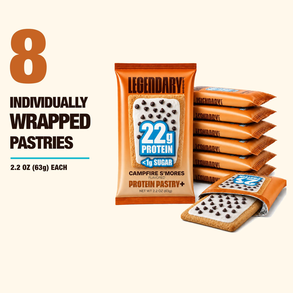 Legendary Foods pastry en entorno de camping ilustrando snack compatible con actividades al aire libre