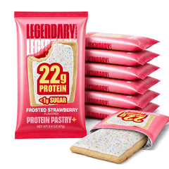 Legendary Foods frontal del pastry fresa mostrando empaque apetecible y práctico