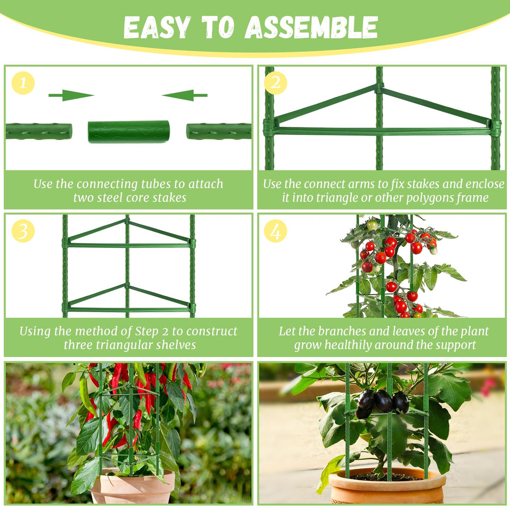 Legigo assembled hexagon trellis supporting tomato vines securely