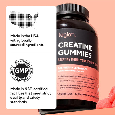 LEGION strawberries and gummies visual illustrating natural flavor and taste