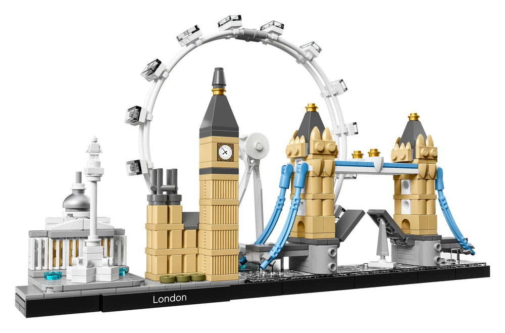 LEGO Architecture placa 'London' sobre base, identifica y realza la pieza