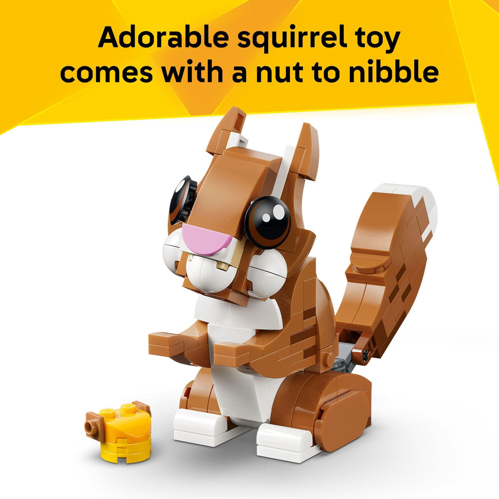 LEGO ardilla con bellota demostrando juego de recolección