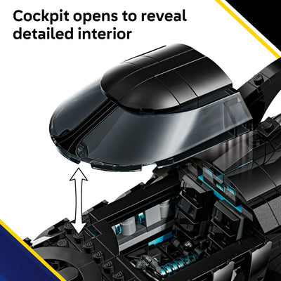 LEGO Batmobile open cockpit interior with dashboard and controls