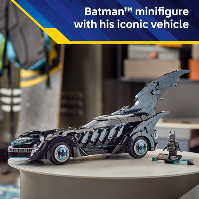 LEGO Batmobile beside ruler showing scale and room display suitability