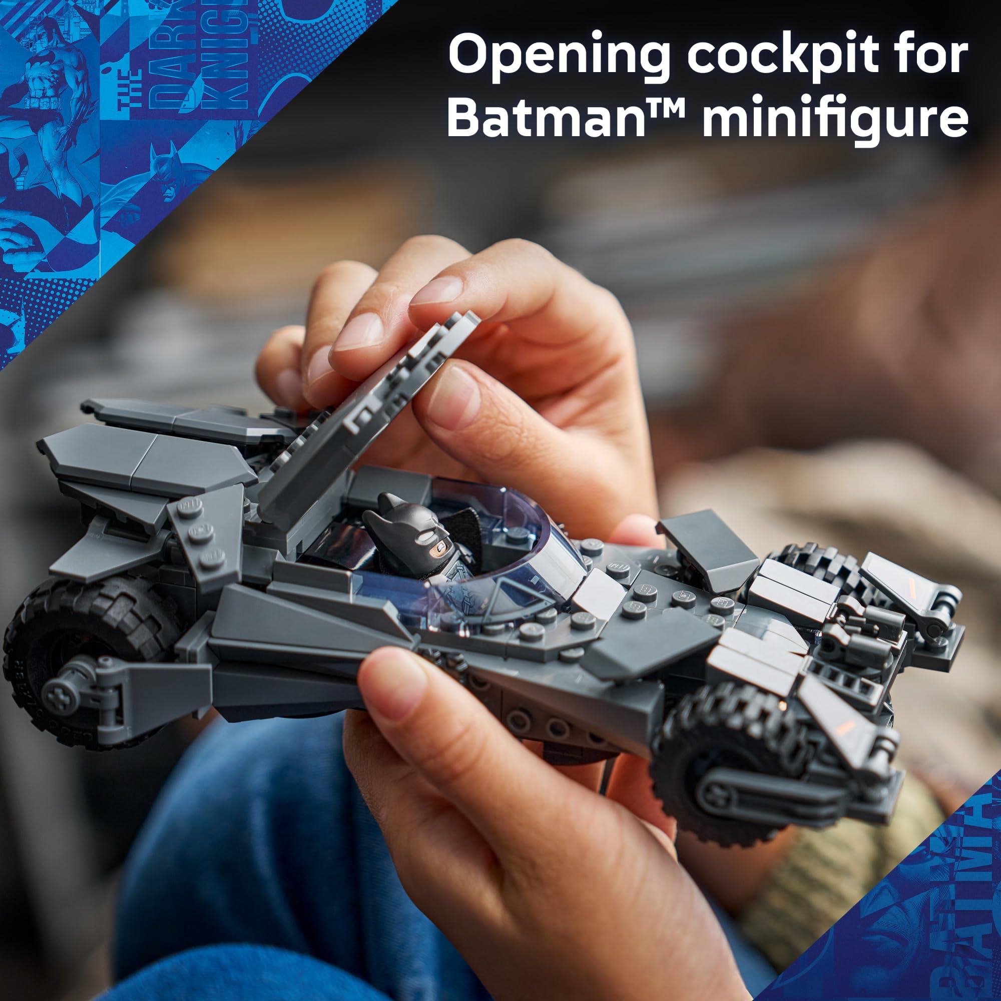 LEGO minifigura Batman blindado con capa textil para escenas de acción