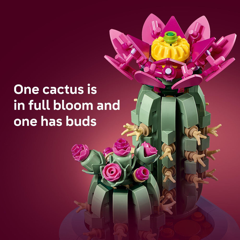 LEGO Botanicals maceta azul pastel con ambos cactus, ideal para decorar
