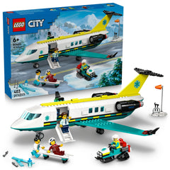 LEGO avión ambulancia frontal mostrando el fuselaje y beneficio juego detallado