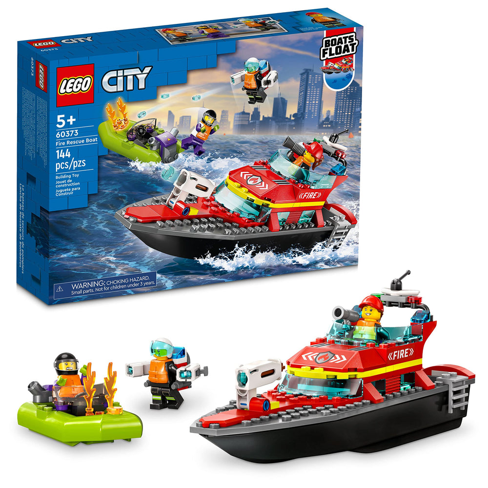 LEGO barco de rescate frontal mostrando diseño flotante y colores vivos
