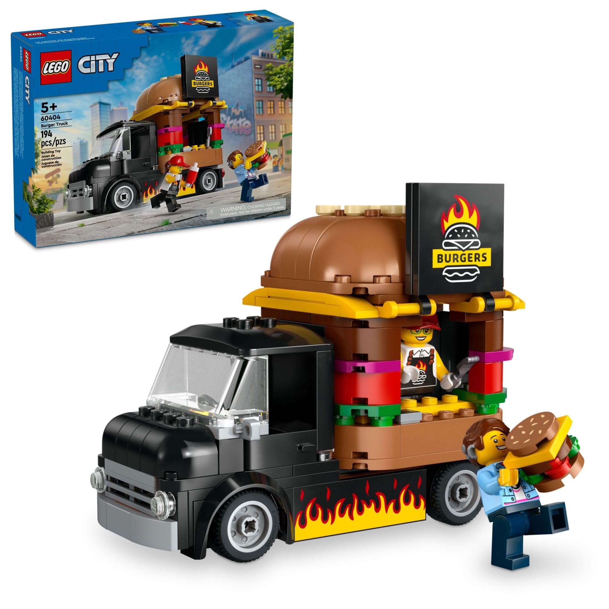 LEGO camión de hamburguesas frontal mostrando diseño y atractivo de juego
