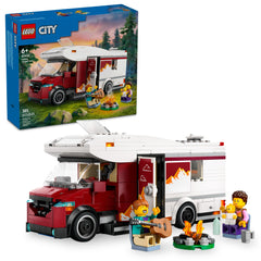 LEGO vista frontal de la camper van mostrando diseño y acceso fácil