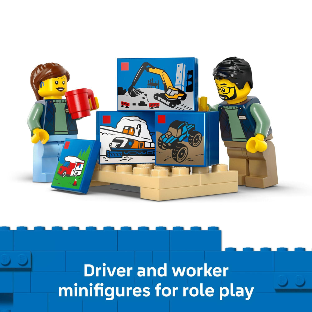 LEGO furgoneta en escena de juego infantil inspirando creatividad y rol