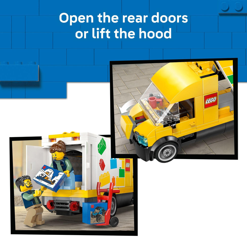 LEGO minifiguras y accesorios con palé, carretilla y cajas para historias