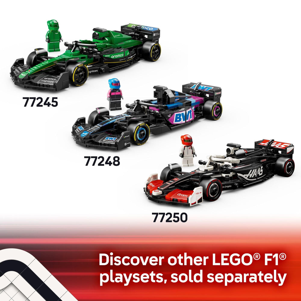 LEGO Ferrari SF-24 en estantería como pieza de colección destacada