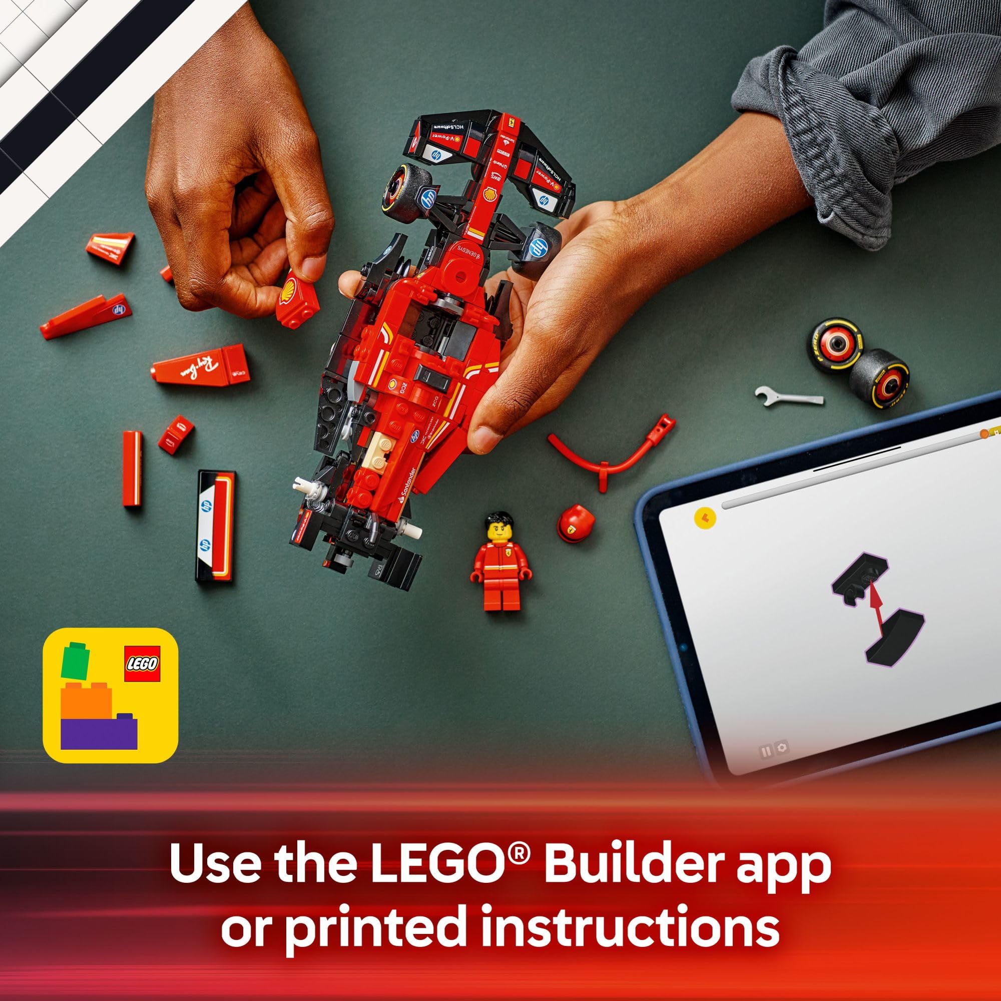 LEGO Ferrari SF-24 comparación de escala para ver tamaño realista