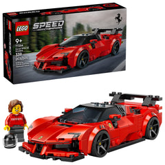 LEGO Ferrari SF90 XX frontal mostrando diseño realista y atractivo de exhibición