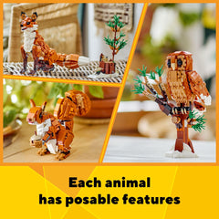 LEGO red squirrel holding acorn showing movable paws and playful detail