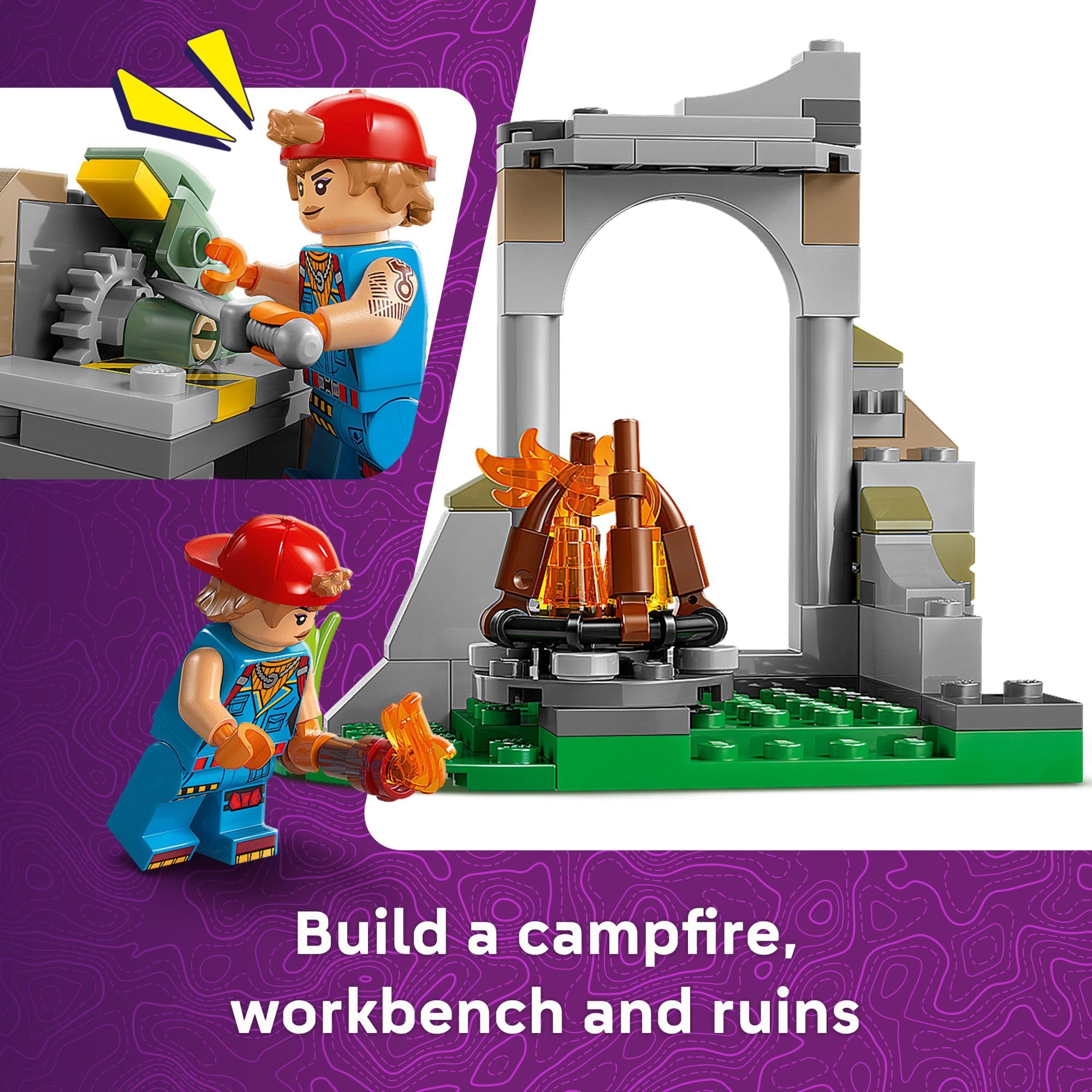LEGO Sparkplug minifiguras con accesorios mostrando posibilidades de juego