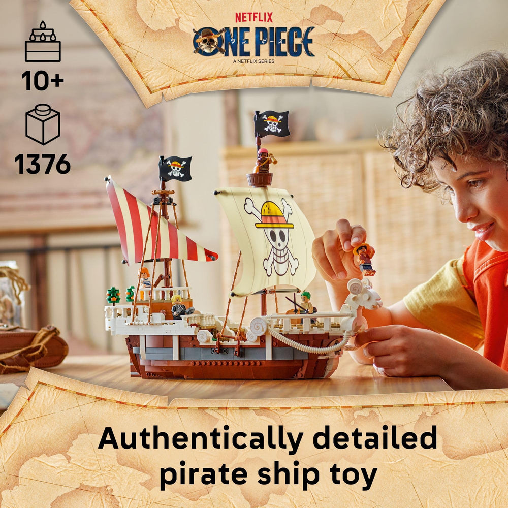 LEGO Going Merry close-up of ram figurehead and cannon with brand detail