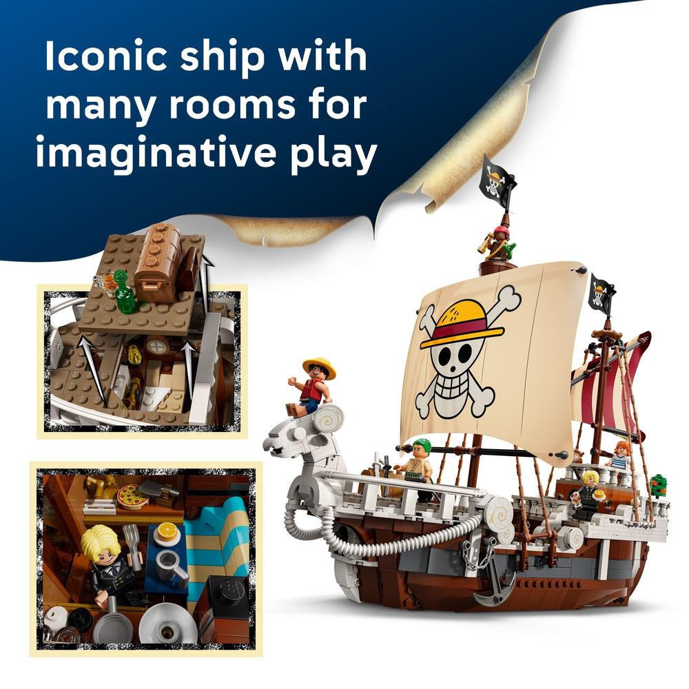 LEGO Going Merry interior cabin and kitchen featuring play-ready spaces