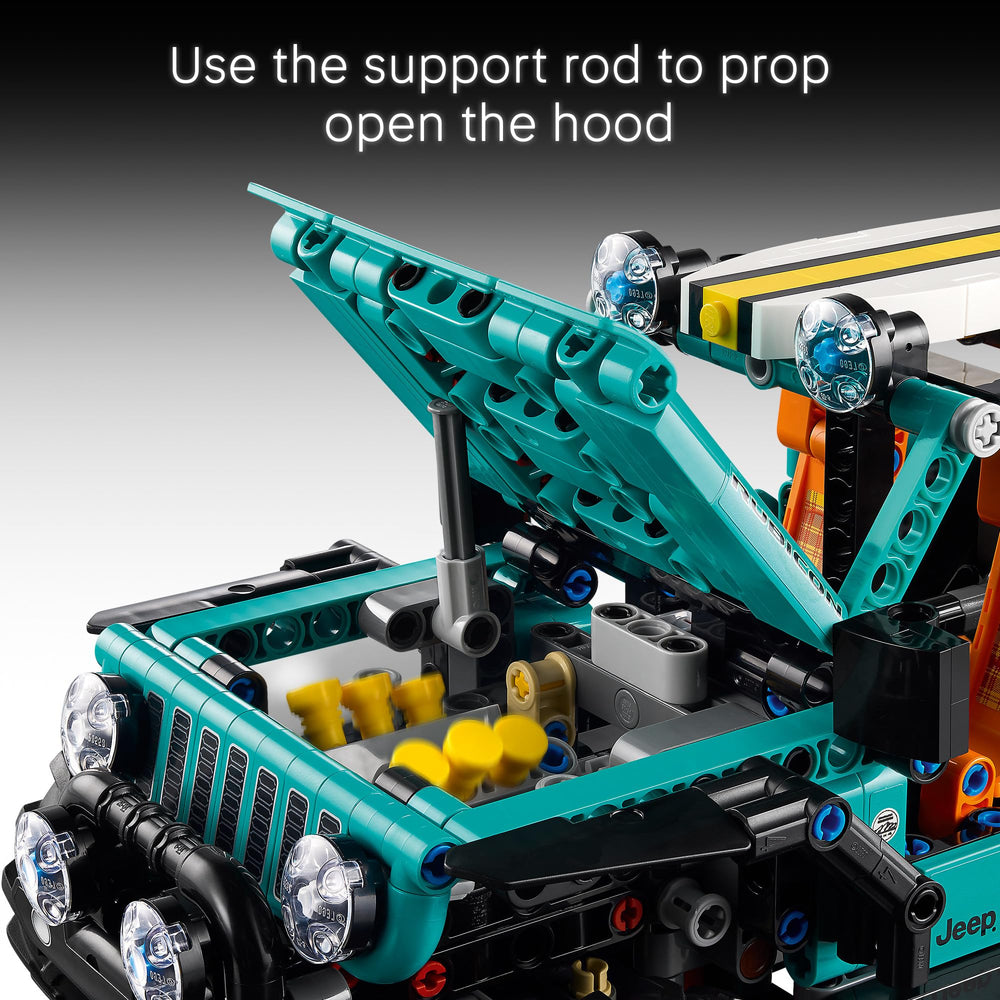 LEGO Jeep Wrangler close-up of suspension parts showing realistic movement and durability
