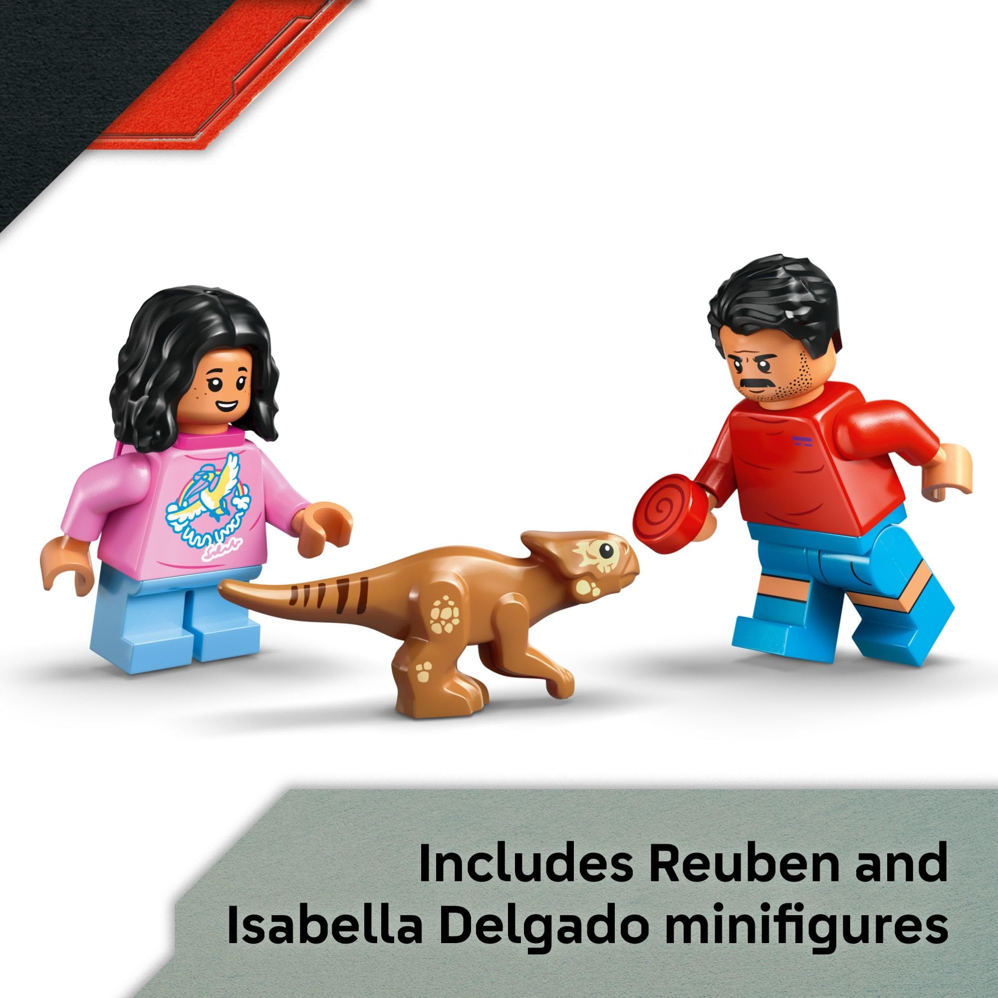 LEGO minifiguras Reuben, Isabella y Baby Dolores listos para misiones de rescate