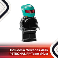 LEGO Mercedes-AMG minifigura de piloto con casco alado para juego de carreras