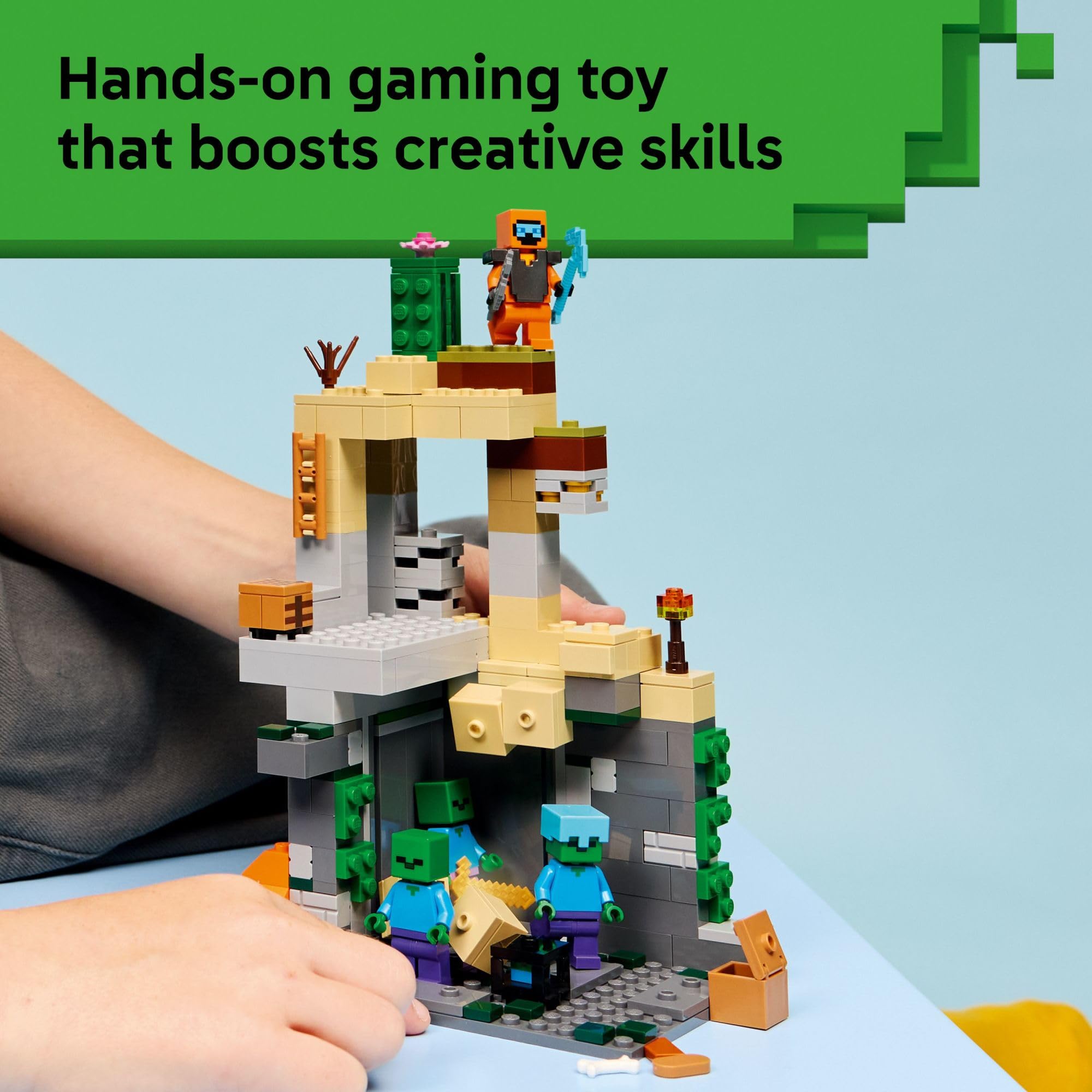 LEGO minifiguras equipadas resaltando opciones de combate imaginativo