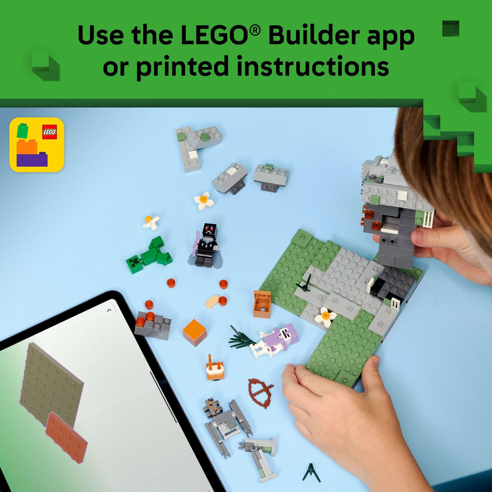 LEGO Minecraft comparación de escala del set mostrando tamaño y dimensiones reales