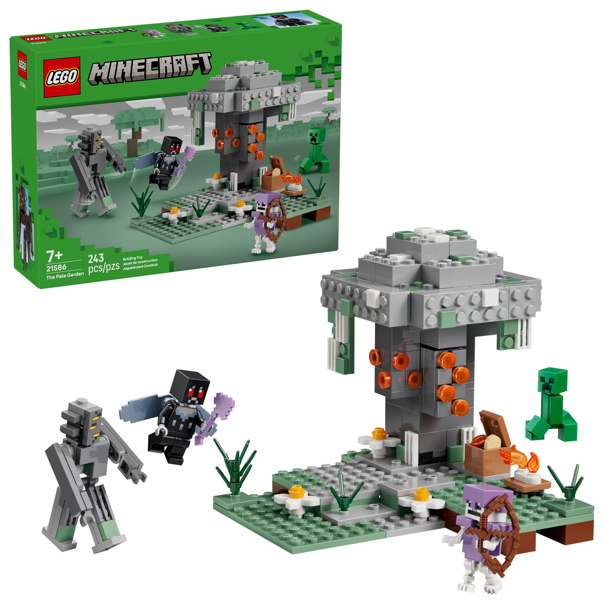 LEGO Minecraft vista frontal del set Pale Garden mostrando escena completa y diversión