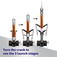 Close-up of LEGO Technic NASA Artemis separation mechanism, LEGO demonstrates staged motion