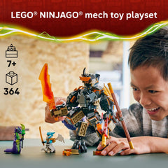 LEGO NINJAGO mech posado destacando articulaciones y opciones de postura