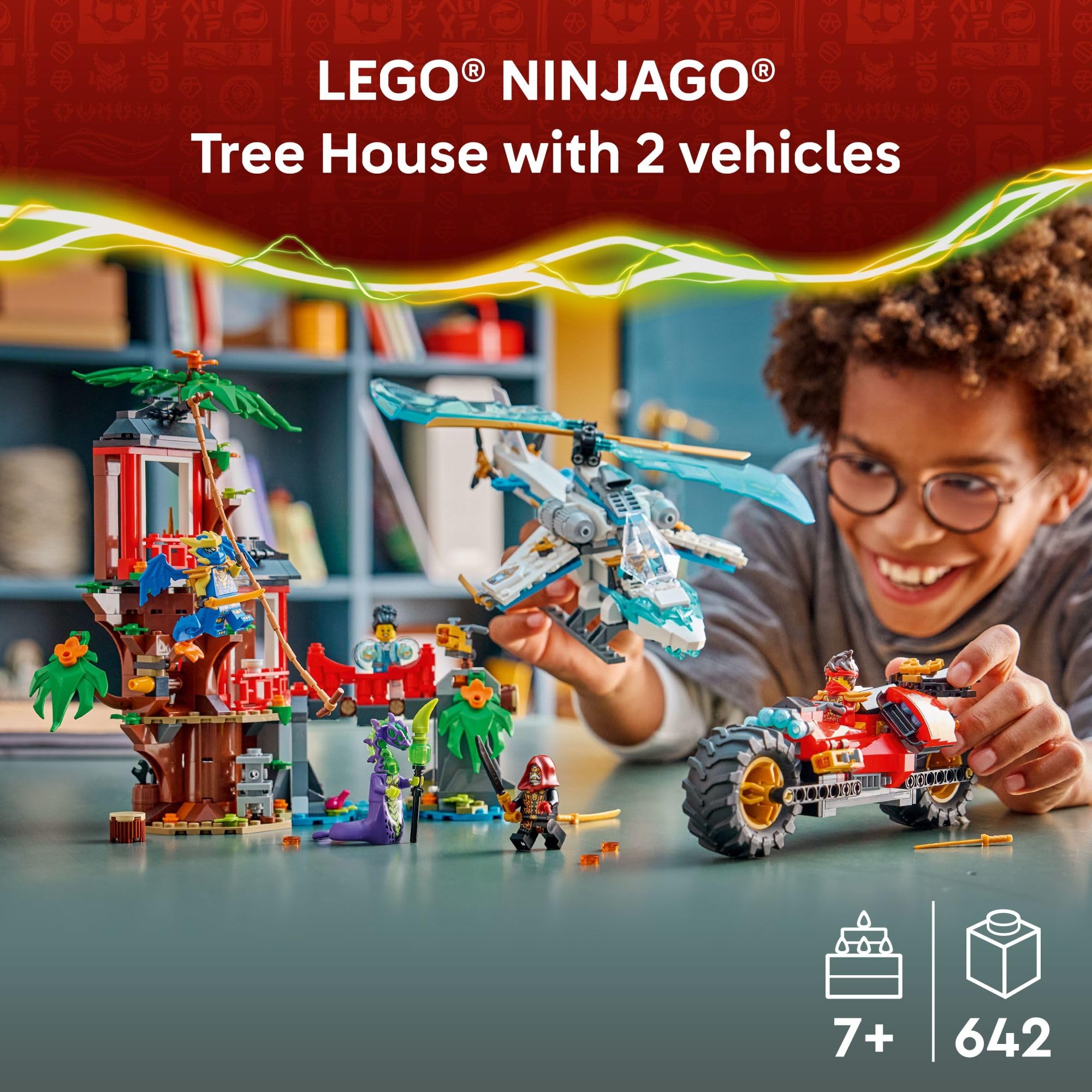LEGO NINJAGO interior detail highlighting workshop and tearoom benefits