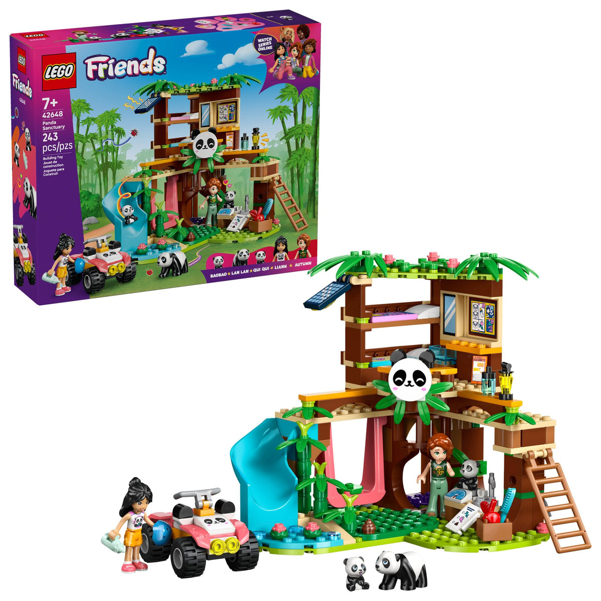 LEGO vista frontal del santuario en árbol mostrando la composición y juego