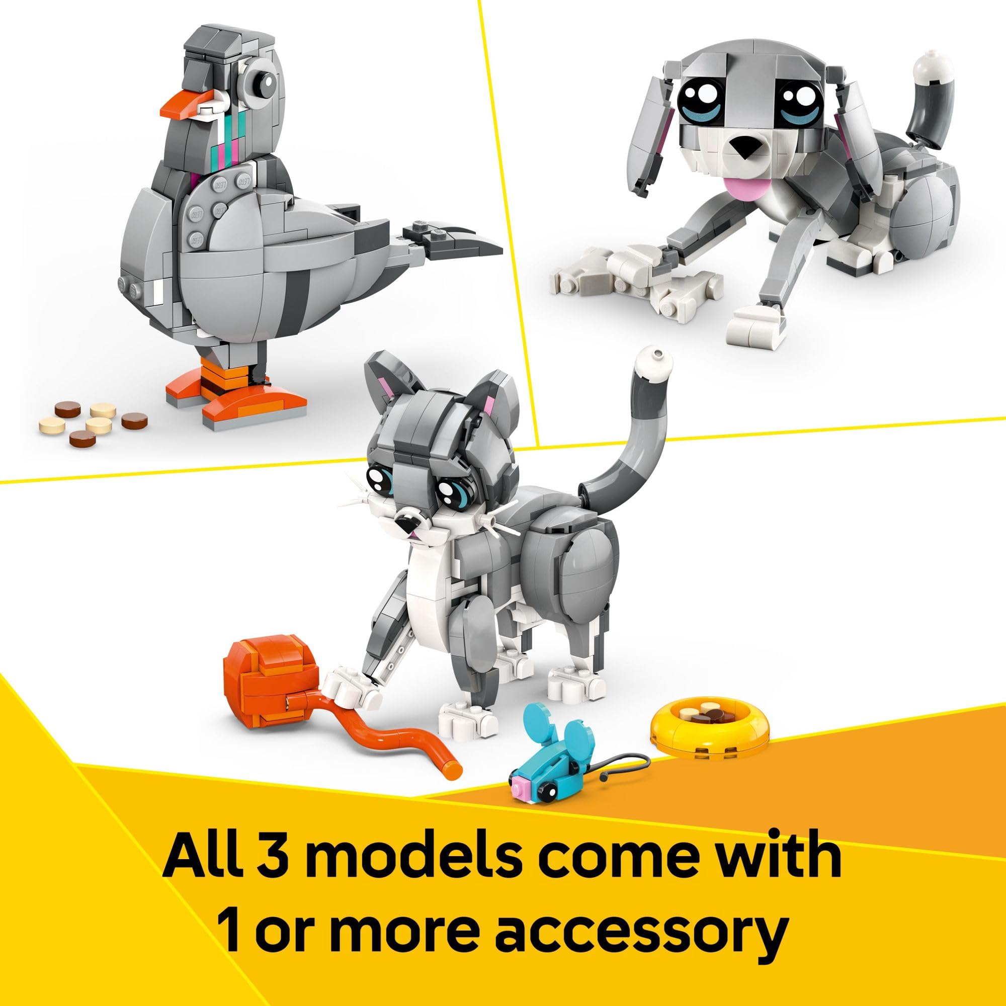 LEGO accesorios: cuenco, ratón y ovillo que amplían las historias