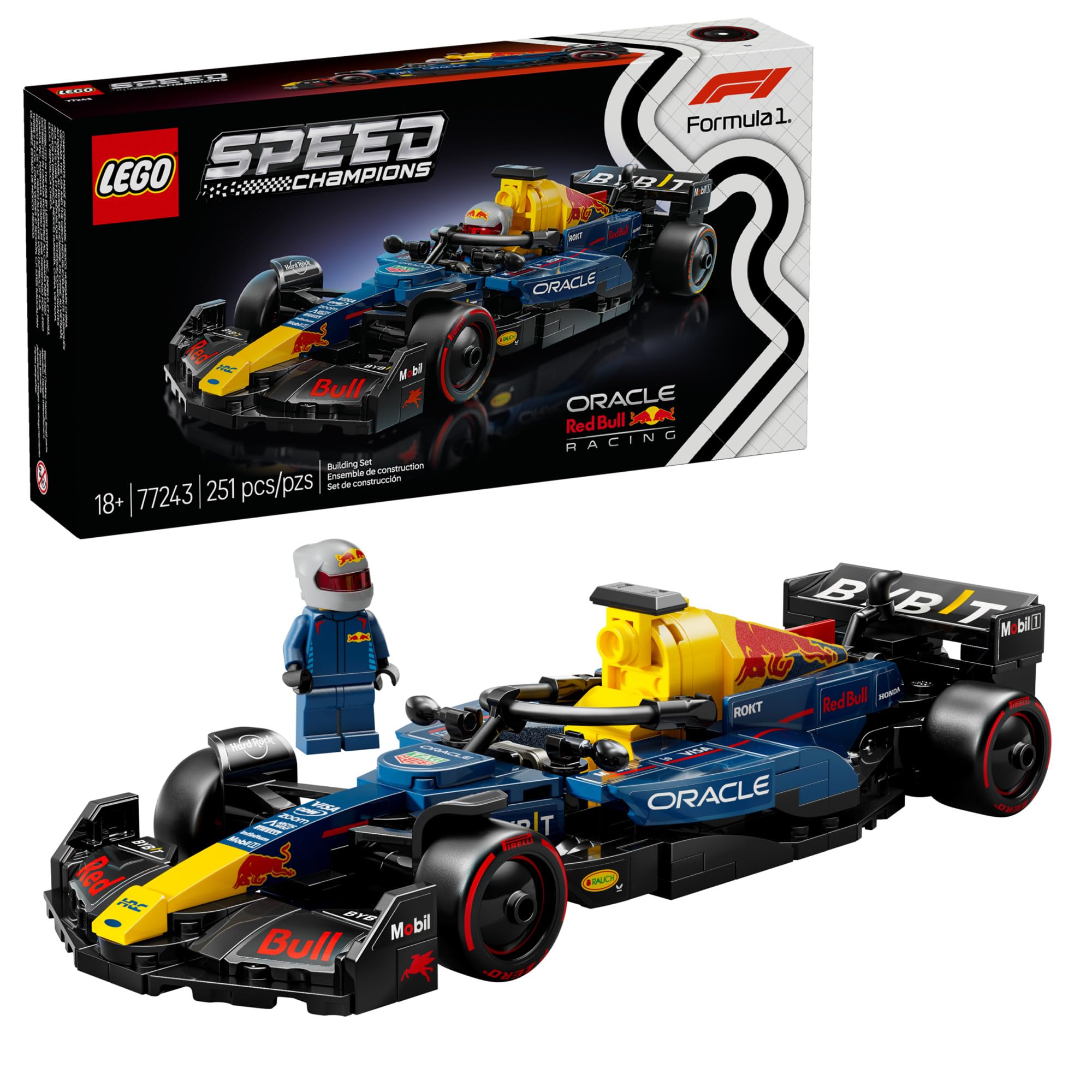 LEGO Red Bull RB20 vista frontal con detalles precisos y estética realista