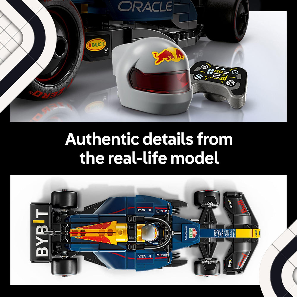 LEGO Red Bull RB20 minifigura de piloto con casco alado para colocar en cockpit