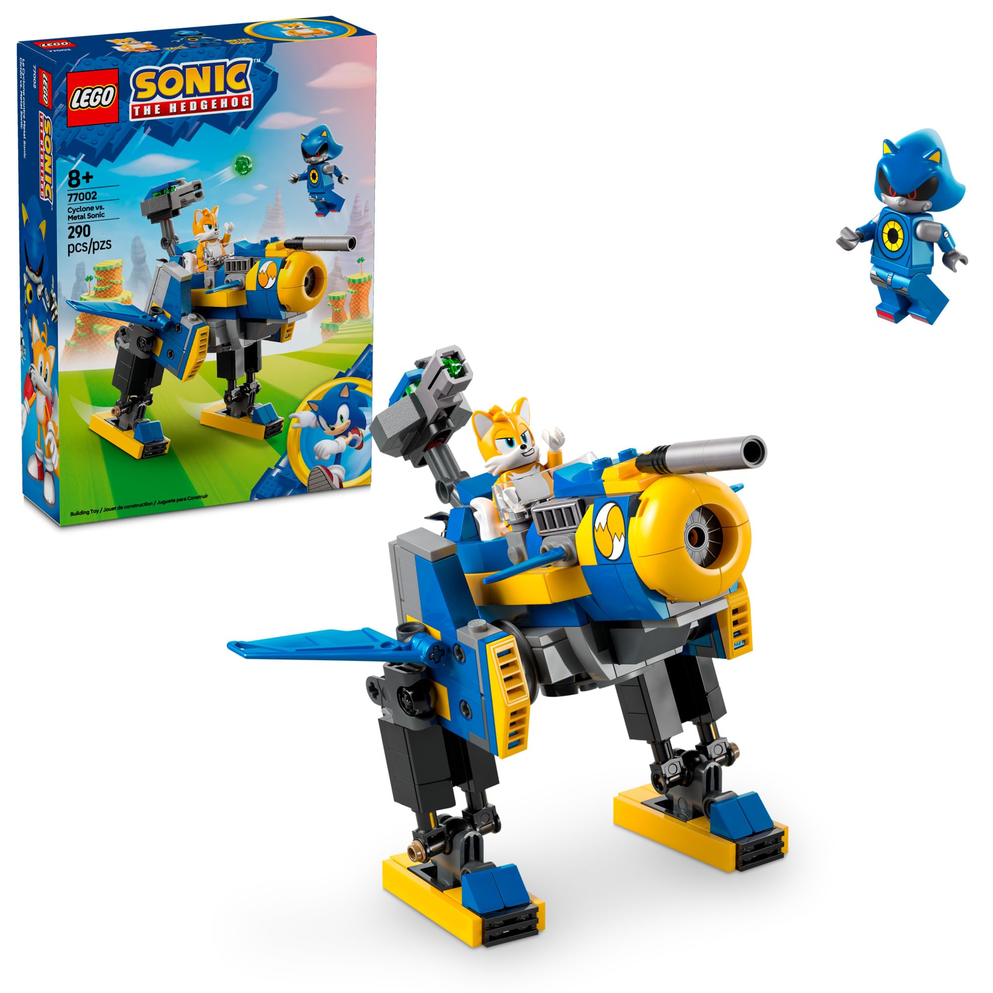 LEGO Cyclone vs. Metal Sonic vista frontal mostrando el mech y dinamismo