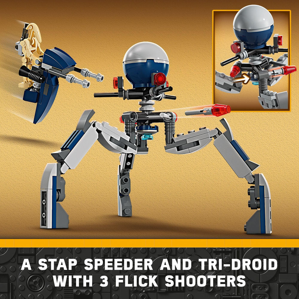 LEGO minifiguras Clone Troopers y Battle Droids con armas para batallas imaginativas